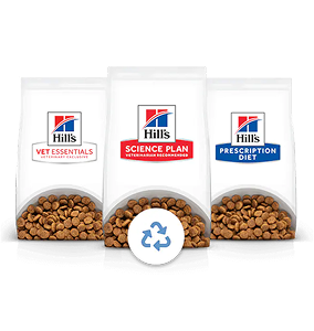 „Science Plan“ ir „Recipition Diet“ sauso naminių gyvūnėlių ėdalo maišeliai